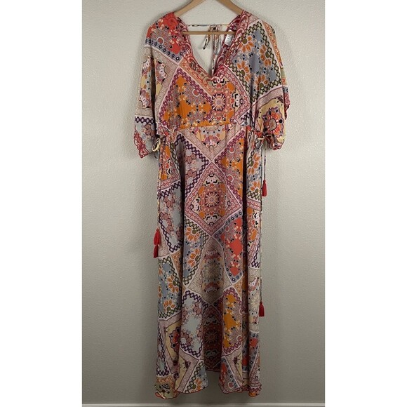 Jade Johnny Was Womens M Multicolor Maxi Thalia 100% Silk Dress